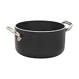 Pentole Agnelli ALSA2104SSPI24 Alblack Casseruola Alta in Alluminio, Spessore 5 mm, Fondo Induzione da 10 mm, con 2 Manici in Acciaio Inossidabile, 24 cm, Nero