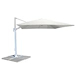 FP-TECH OMBRELLONE DA GIARDINO DECENTRATO 3X3 ORIENTABILE GIREVOLE A 360° PALO ALLUMINIO (Struttura Bianca e Telo Bianco)