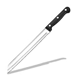 Parence.- Coltello da Pane/Coltello da Cucina in Acciaio Inox con Bordo Seghettato e Manico Ergonomico -20 cm, Colori Assortiti