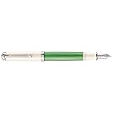 Stilografica M605 Green-White Special Edition, pennino in oro rodiato EF, meccanismo a stantuffo. Confezione regalo. Made in Germany