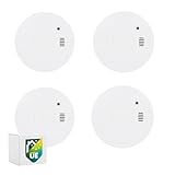 Smartwares set di 4 rilevatori di fumo - Batterie sostituibili con durata di 5 anni - Rilevamento rapido e affidabile - 85 dB - FSM-11754