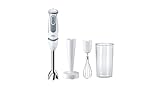 Braun Hogar Minipimer 5207 – Frullatore a mano, 1000 W, 21 velocità e funzione Turbo, Campana anti-schizzi, include bacchette, passapunti, bicchiere misurino da 600 ml, bianco