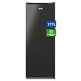 CHiQ CSD208D4E Congelatore Verticale 177L - Tecnologia, Congelazione 4 Stelle (-24℃), Silenzioso 39dB, Design Acciaio Nero, Piedini Regolabili & Porta Reversibile, Compatto 540x550x1440mm
