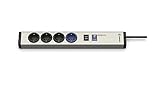 Ehmann 0616x0a048001 - Ciabatta elettrica Master/Slave, professionale, 4 prese + 1 USB, soglia di commutazione regolabile 7-100 Watt