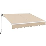 Yaheetech Tenda da Sole a Bracci Estensibili Avvolgibile Impermeabile da Esterno Balcone con Manovella Resistente ai Raggi UV Manuale per Porta e Finestra Angolazione Regolabile 250 x 200 cm Beige