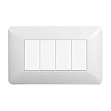 PLACCHE IN TECNOPOLIMERO, COMPATIBILE CON BTICINO MATIX, 4 MODULI/POSTI, COLORE BIANCO, ALTA QUALITA', DESIGN ELEGANTE E MODERNO, PER INTERRUTTORI/PRESE, SERIE CIVILE
