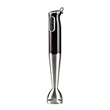 Girmi MX03 Mixer a Immersione, 400 W, Motore DC, Fusto lungo 19 cm e lame INOX, 2 Velocità, Impugnatura ergonomica, Nero/Acciaio