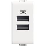 Bticino AM4191AA Caricatore USB con due ingressi di tipo A, da installare nella placca Matix, per ricaricare un dispositivo elettronico fino a 15W o due dispositivi in simultanea, 1 posto, bianco
