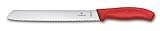 Victorinox Swiss Classic, Coltello da pane professionale, Lama extra seghettata, Bordo seghettato, 21 cm, Robusto manico in plastica, Acciaio inossidabile, Rosso