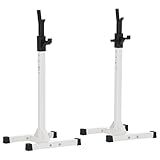 HOMCOM Supporto Porta Bilanciere Universale per Casa e Palestra, Squat Rack Altezza Regolabile in Acciaio Carico Massimo 150kg, Bianco e Nero