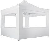 tectake® Gazebo pieghevole in alluminio, 3x3 m, impermeabile, con 4 pareti laterali, con corde di tensione, picchetti e borsa, baldacchino, balcone, terrazza, gazebo da giardino - Bianco