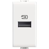 Bticino AM4191A Caricatore USB con un ingresso tipo A, da installare nella placca Matix, per ricaricare un dispositivo elettronico fino a 15W, 1 posto, bianco
