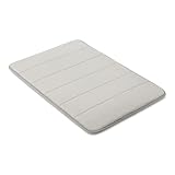Amazon Basics Tappeto Bagno Antiscivolo in Memory Foam, Tappetino Doccia Ultra Morbido, Assorbente, ad Asciugatura Rapida, Lavabile in Lavatrice, 43x61 cm, Grigio Chiaro