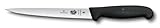 Victorinox Fibrox - Coltello per sfilettare, coltello da cucina affilato per carne e pesce, 18 cm, lama dritta, flessibile, in acciaio inox, Nero