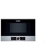 Bosch BFL634GS1 Serie 8 - Microonde da incasso, 38 x 60 cm, 900 W, arresto porta sinistra, AutoPilot 7 7, programmi automatici, supporto per la pulizia, display touch TFT, illuminazione a LED uniforme