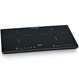 SEVERIN DK 1033 Piano Cottura a Doppia Induzione – 3400W, Vetroceramica Ø22cm, Display Touch, Timer, Spegnimento Automatico, Nero, Compatto e Facile da Pulire