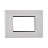 1 Placca in vetro, 3 moduli/posti, Compatibile Con BTicino Axolute, bianco bianca, Placche rettangolari squadrate, Vetro di alta qualità, 100% compatibile con supporti e moduli originali