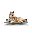 lionto Lettino rialzato per Cani Ideale per Giardino e Outdoor, (XL) 117x85 cm Grigio