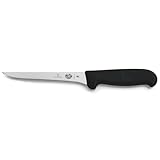 Victorinox Fibrox, Coltello per disossare, Coltello da Cucina Affilato, per Carne e Pollame, 15 cm, Lama Dritta, Rigido, Acciaio Inossidabile, Nero