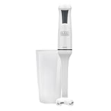 Black+Decker - Frullatore a Immersione BXHB500E 600W | Design Compatto ed Ergonomico | Piede Smontabile in Plastica | Antischizzi | Bicchiere Dosatore Incluso | Plastica | Bianco