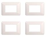 4 Pezzi Placche Compatibile Con Bticino Matix, Placche In Plastica (3 Posti/Moduli,Bianco)