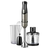 BLACK+DECKER - Frullatore a immersione 3 in 1 1200W | 20 velocità + Turbo | Lame in acciaio | Include: bicchiere graduato 250 ml, tritatutto 350 ml e frusta | Anti-spruzzo | Anti-impronte