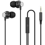 Lamkrtlp Auricolari, Cuffie in-Ear con Microfono e Controllo del Volume, Auricolari con Filo per cuffie Jack da 3,5 mm - Nero