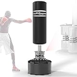 Physionics® Sacco da Boxe da Terra - Professionale, 175 cm, Autoportante, Base con Acqua/Sabbia, Resistente, Nero - Punching Ball Boxe Adulti, Pungiball Boxe, Pugilato, Boxing Bag
