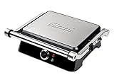 Girmi BS44 Bistecchiera elettrica effetto Petravera, Corpo Inox, Apertura a libro 180°, Cassetto raccolta liquidi, RegolaPiastre 29 X 23 cm
