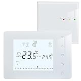 Beok BOT-X306 Termostato wireless programmabile per caldaia a gas alimentato a batteria con ricevitore a parete o separato, bianco