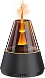 Qumox A9 Diffusore di Aromi a Fiamma 150ml – Umidificatore per Oli Essenziali con Effetto Fiamma e Luce Ambientale Multicolore, Timer 2H/4H/6H, Spegnimento Automatico, Nebbia Fredda Ultrasonica