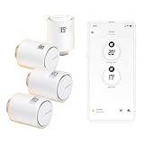 Netatmo Pack 4 Valvole Termostatiche WiFi, Controllo Remoto, Risparmio Energetico, Accessorio per Radiatori, Compatibile con Alexa e HomeKit, Installazione Facile, NBU-4-NAV-EU
