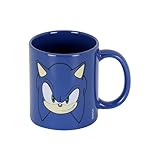 Sonic The Hedgehog - SEGA -Sonic Face-Tazza, Blu, 13 x 9.5 cm