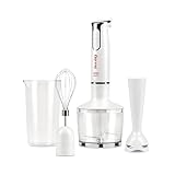 Girmi MX17 Mixer ad immersione con Kit, 3 in 1 frullatore-mixer-frusta, 400 W, Motore DC, 2 Velocità, Lame INOX, Misurino da 700cc incluso, Bianco