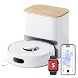 SwitchBot K11+ Robot aspirapolvere e lavapavimenti con Matter, 6.000 Pa, svuotamento automatico per 90 giorni, sistema LDS, ultra-sottile con 9 cm, compatibile con Apple Casa, Alexa e Google Home