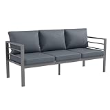 Outsunny Divano da Giardino 3 Posti con Cuscini per Seduta e Schienale, Divano Moderno in Alluminio e Poliestere, 185x66x64 cm, Grigio
