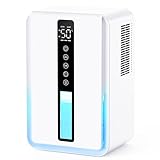 Deumidificatore Casa con 2450ml, Deumidificatore Casa Muffa Controllo Umidità & Modalità Sonno & 3 Velocità, Timer 6 a 48 Ore, Antimuffa con Comando Touch e Luci RGB, Spegnimento & Sbrinamento Auto