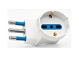 Adattatore Presa Schuko Angolare Salvaspazio 16A – Spina Italiana 3 Poli a Presa Schuko/Trivalente 10/16A – Riduzione Presa Muro 90° per Elettrodomestici, TV, PC – Max 1500W