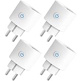 Presa Intelligente Wifi 16A Smart Plug (Type F), Monitoraggio energetico, Protezione Sovraccarico, Timer e Regolazione del Programma, Compatibile con Alexa & Google Home, 4 Pezzi