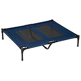 PawHut Brandina per Cani Rialzato con 600D Tessuto a Rete, Lettino per Cani Grandi da Viaggio con Peso fino a 30 kg, 91.5x76.2x18 cm, Blu