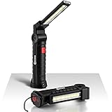 Lampada da Lavoro 800LM Ultra Luminoso, USB Ricaricabile COB Lampade di Ispezione, portatile con Base Magnetica e Gancio Appeso, Torcia 5 Modalità 6000k Lanterne per Riparazione Auto Emergenza