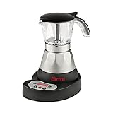 Girmi MC23 Moka elettrica Programmabile per caffè in polvere, da 1 a 3 tazze, 400W, Display LED, Timer, Mantenimento in caldo, Rotazione 360°, Nero/argento