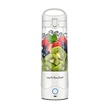 nutribullet portable blender, frullatore portatile, 475ml BPA free, mini frullatore, frullatore multifunzione, caricatore USB-C, oltre 15 cicli frullatura, bianco, NBP003W