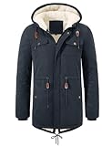 UMIPUBO Giacca Uomo Invernale Giubbotto con Cappuccio Parka Jacket in Pile Caldo Cappotto con Zip Termica Giacche Antivento Giubbino Media Lunga con Tasch (Marina Militare, L)