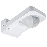 Maclean MCE243 B Sensore di movimento a infrarossi con sensore crepuscolare Campo di rilevamento di 360° fino a 20 m Sensore IP65 max 2000W (Bianco)