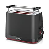Bosch Tostapane Compatto TAT3M123, 950 W, Tostatura Uniforme, Espulsione Automatica, Vassoio Raccogli-Briciole, Funzione Scongelamento e Riscaldamento, Spegnimento Automatico, Griglia Rimovibile, Nero