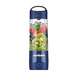 nutribullet portable blender, frullatore portatile, 475ml BPA free, mini frullatore, frullatore multifunzione, caricatore USB-C, oltre 15 cicli frullatura, blu navy, NBP003NBL