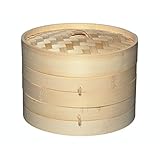 KitchenCraft World of Flavours Vaporiera in Bambù a 2 Piani, Colore Beige, 20 cm