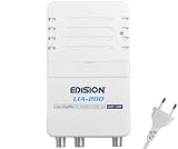 EDISION LIA-200 Amplificatore Antenna TV da interno UHF/VHF, 12-24db Regolabile, 104dBmV, per Digitale Terrestre DVB-T/T2, con filtro 5G LTE, 1 ingresso, 2 uscite