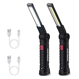 Tolesum 2 Pezzi Torcia Magnetica Ricaricabile,Usb Cob Lampade Di Ispezione,Portatile Con Gancio Appeso, Torcia 5 Modalità Lanterne Per Campeggio Esterna Autofficina Lampada,Riparazione Auto Emergenza